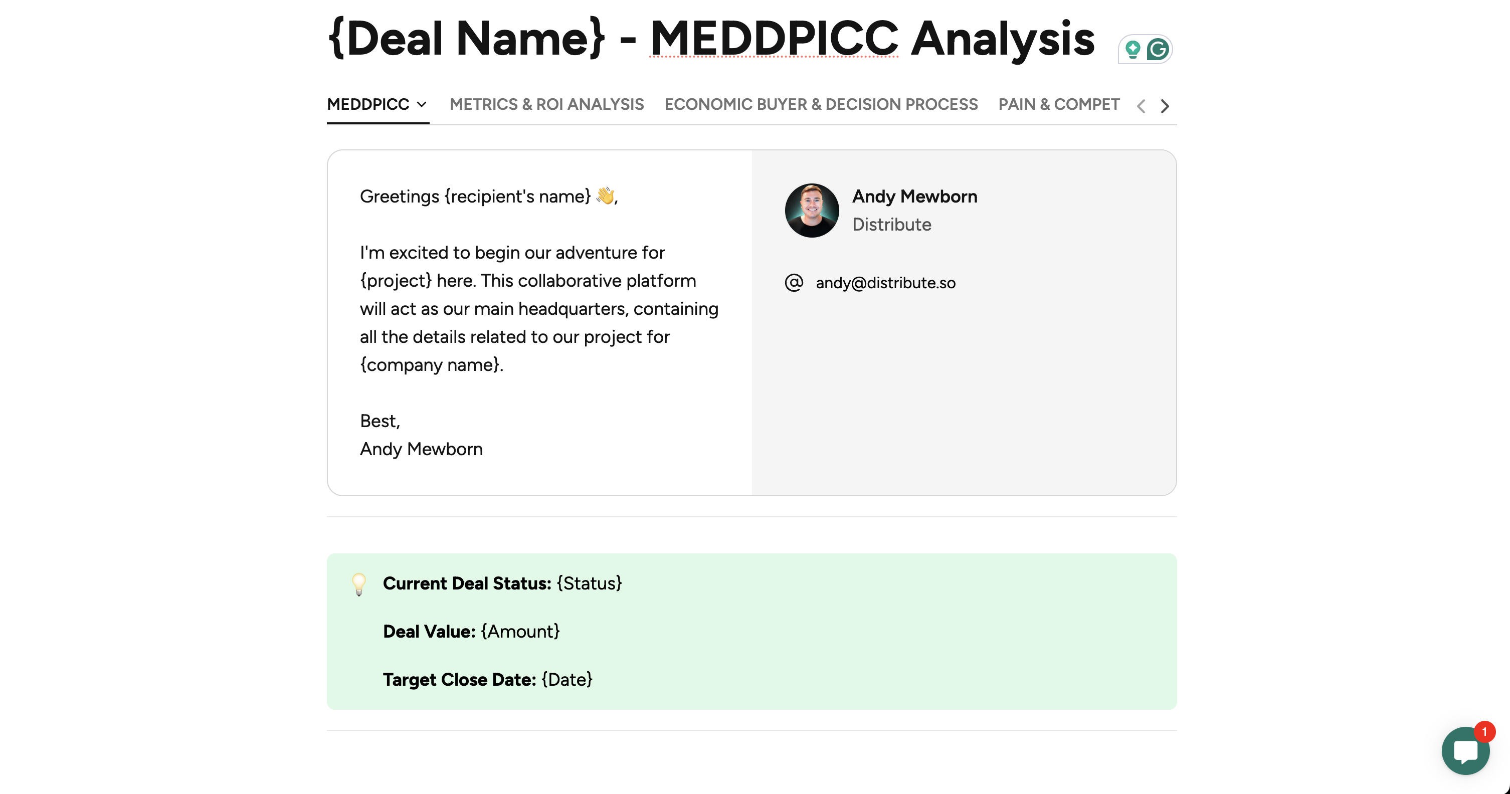 MEDDPICC Deal Qualification Framework