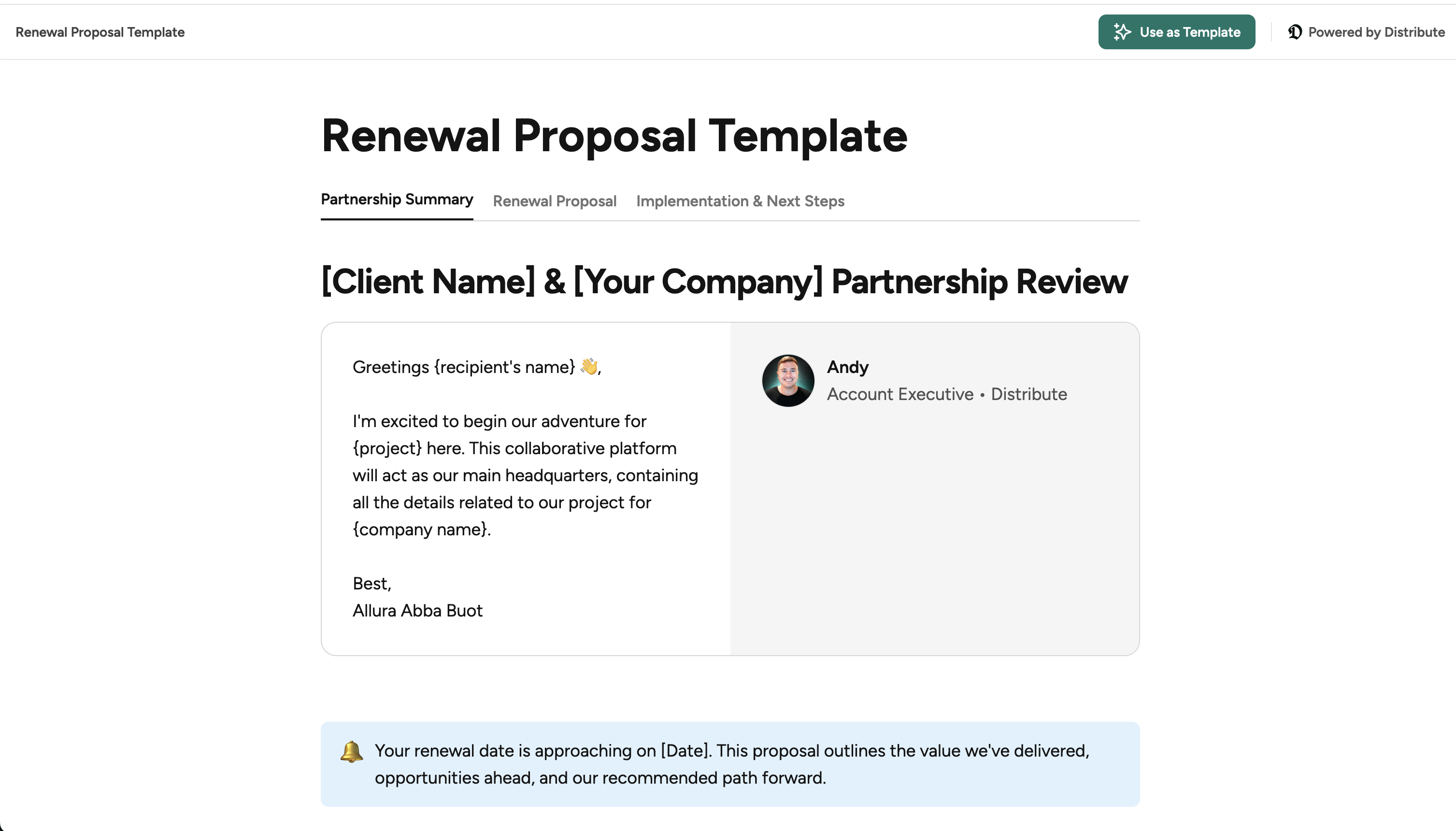 Renewal Proposal Template