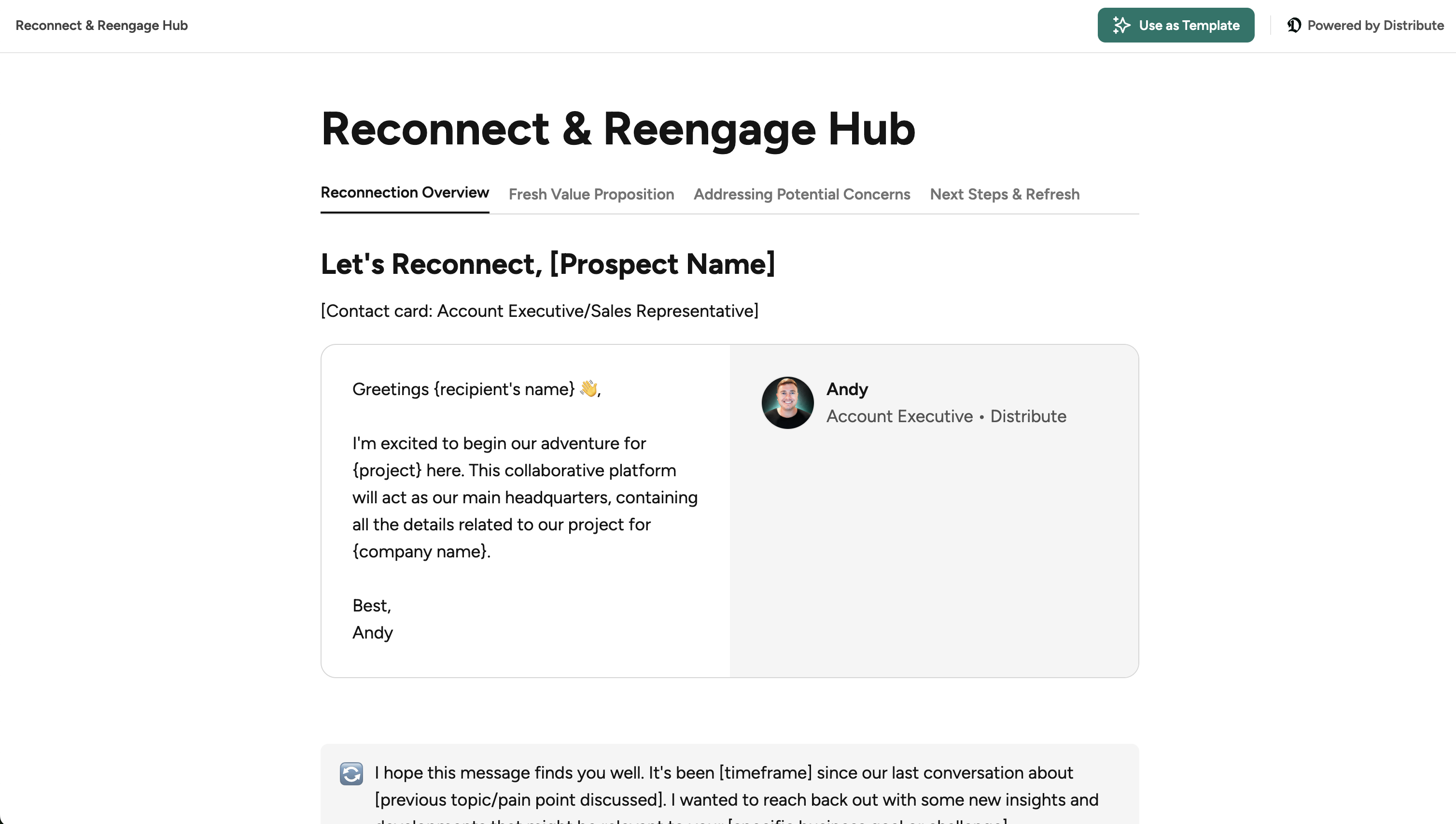 Reconnect & Reengage Hub