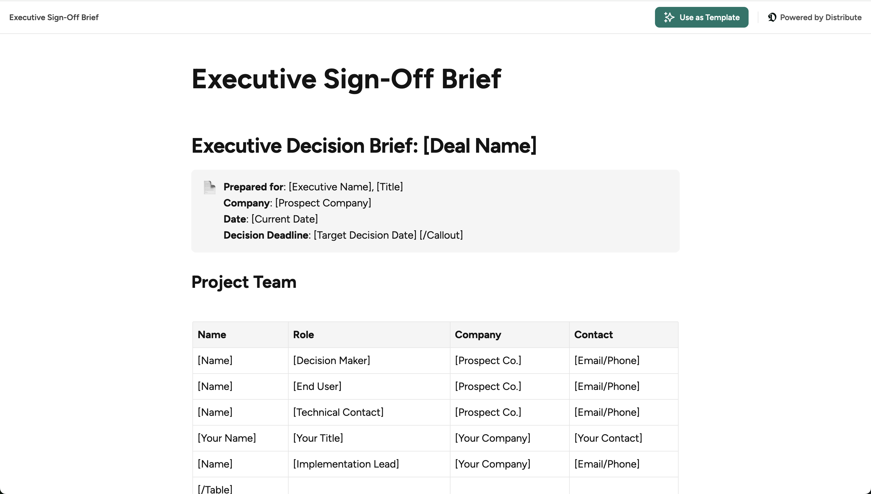 Executive Sign-Off Brief