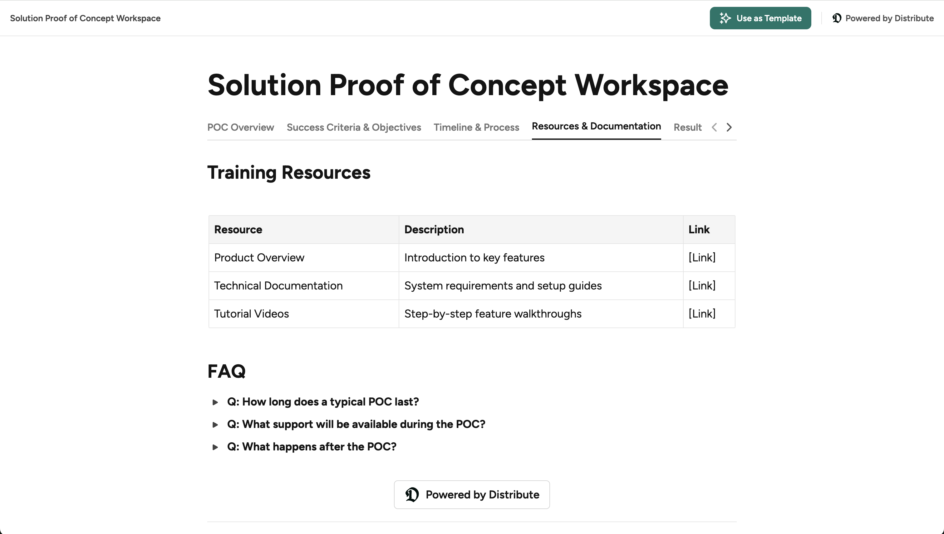 Solution Proof of Concept Workspace