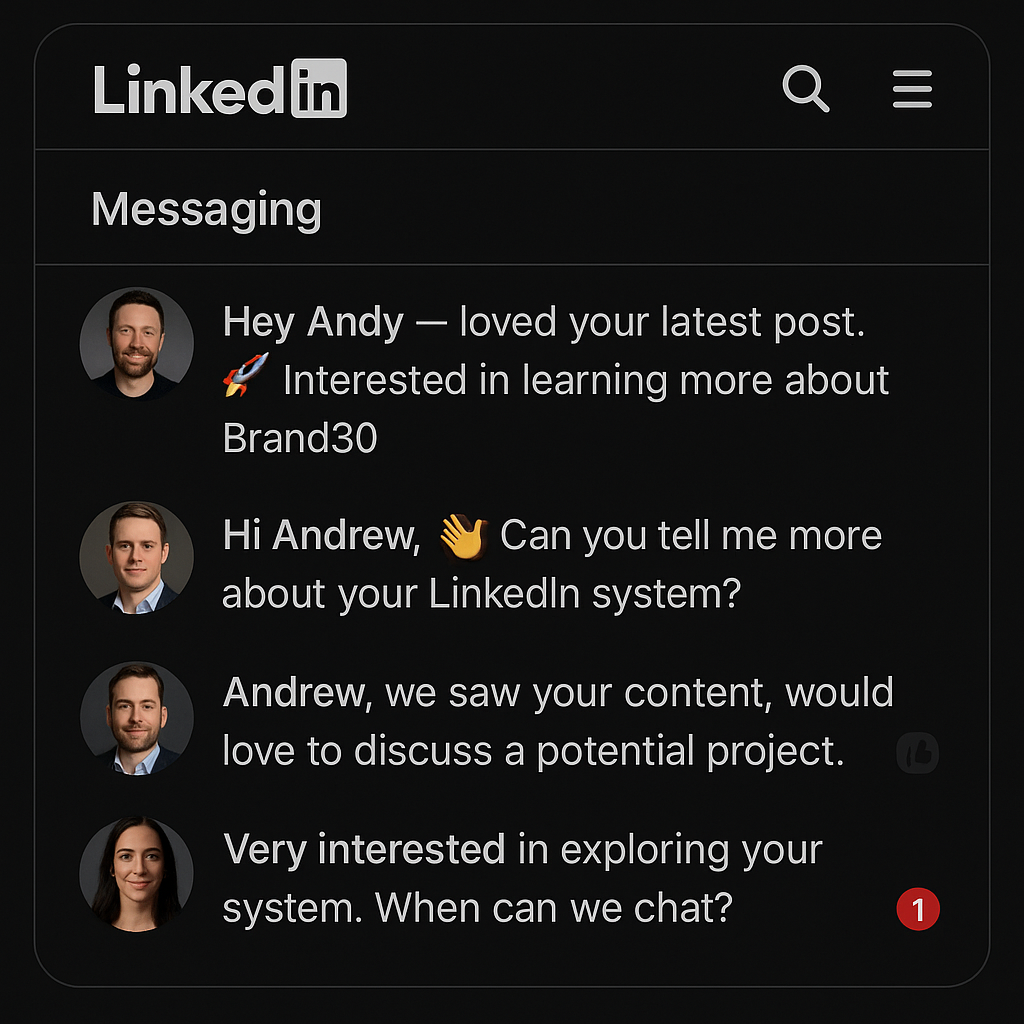 LinkedIn DMs with interested in learning more messages