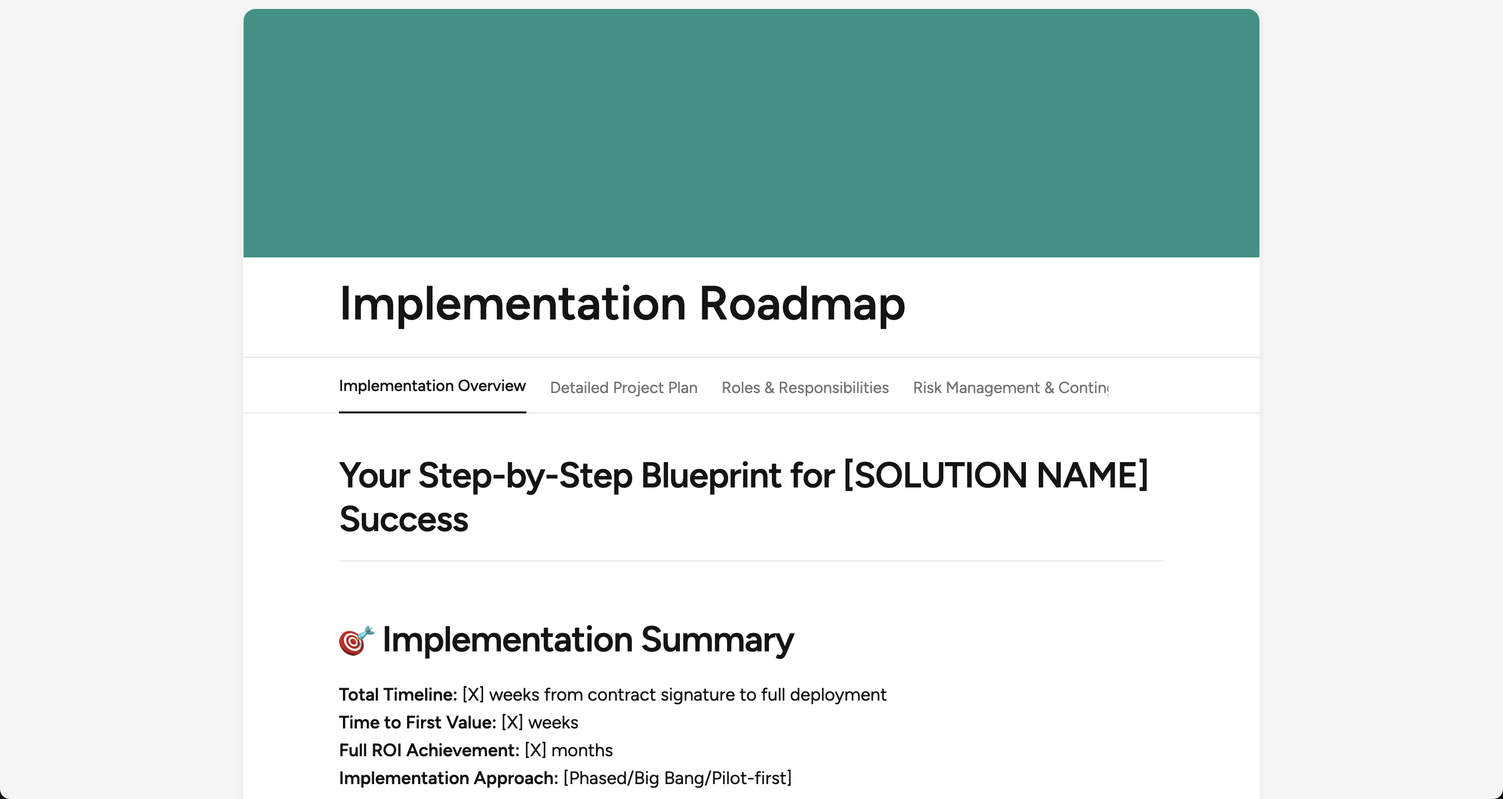 Implementation Roadmap