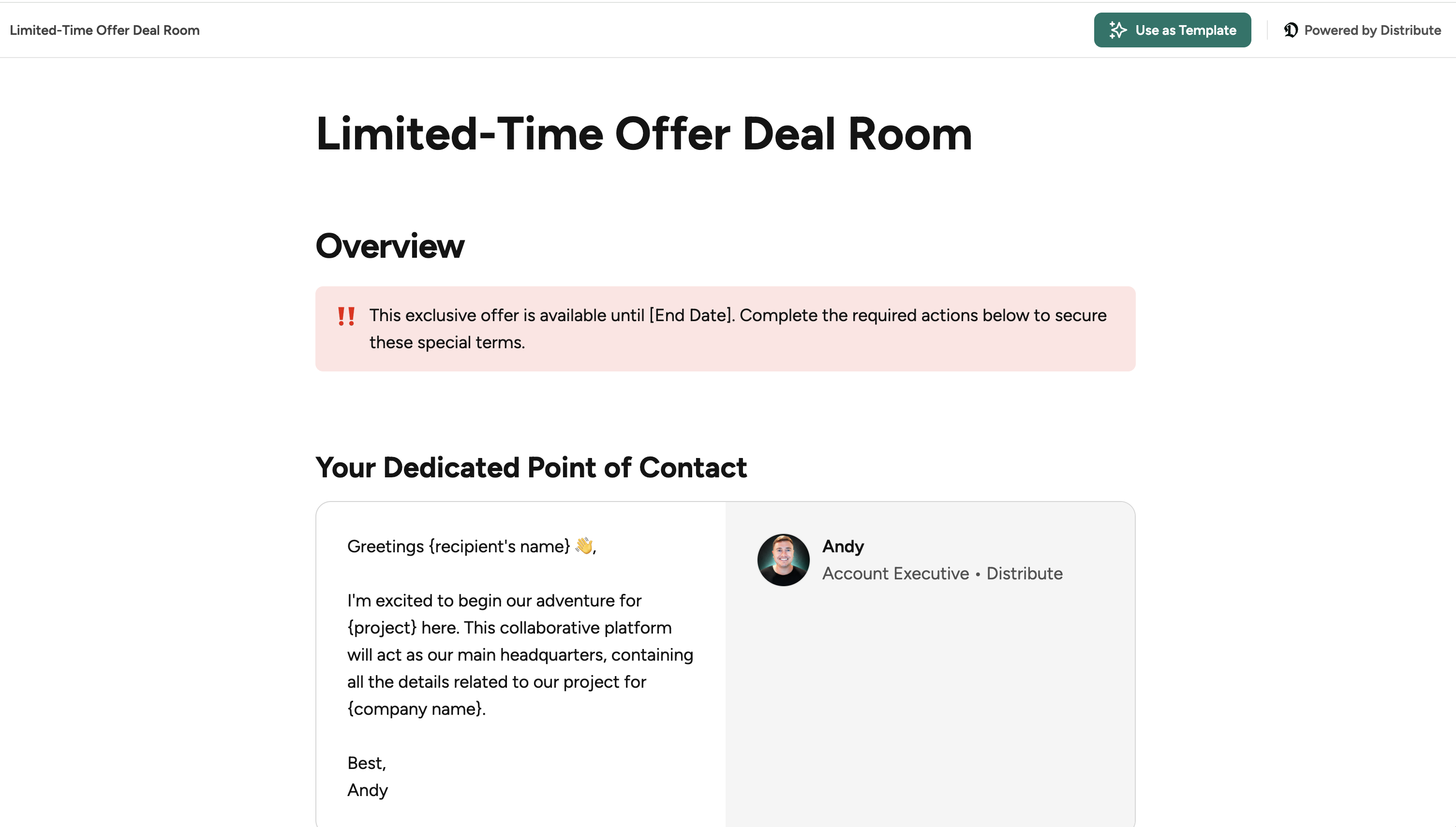 Limited-Time Offer Deal Room