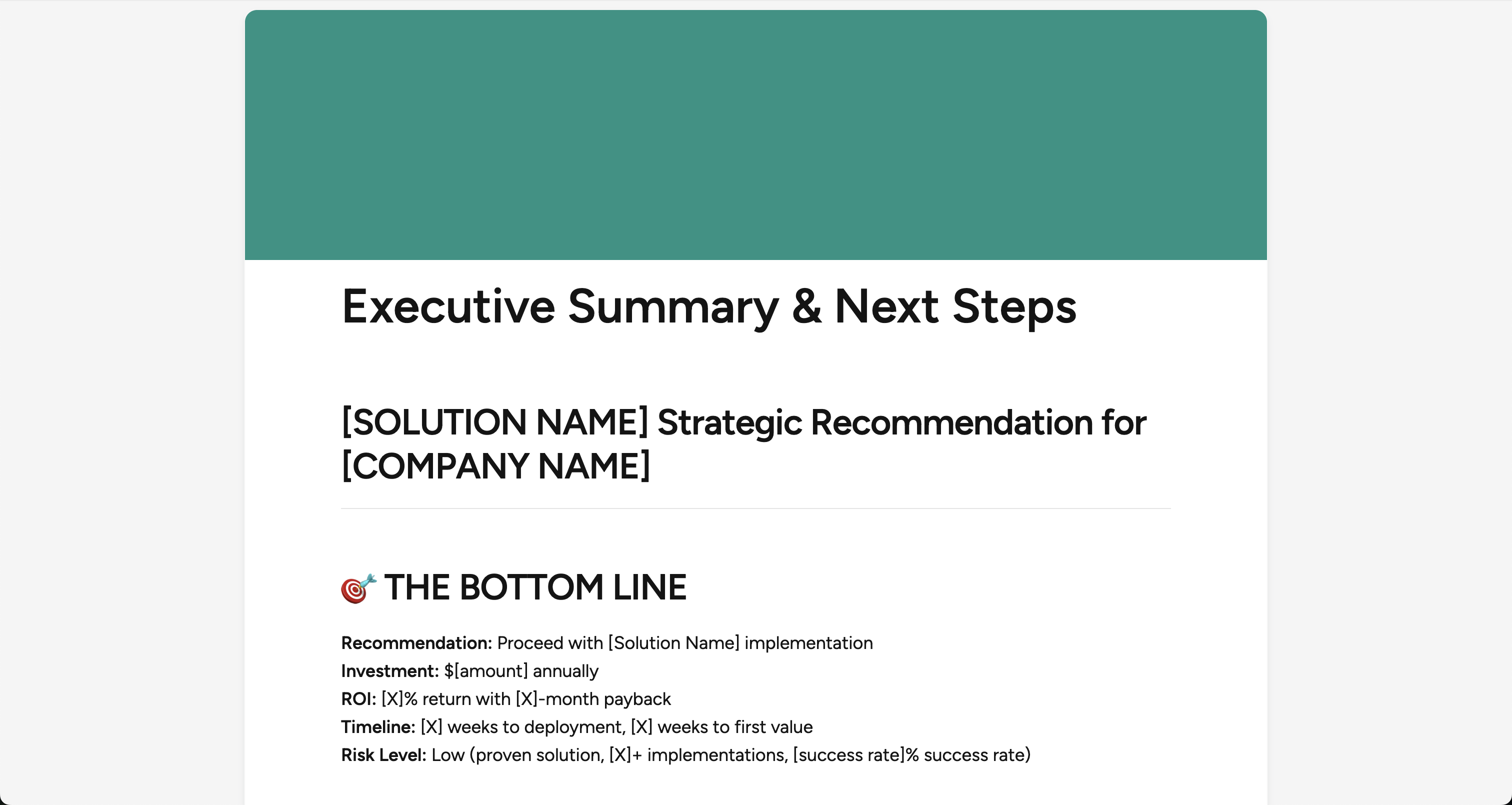 Executive Summary & Next Steps