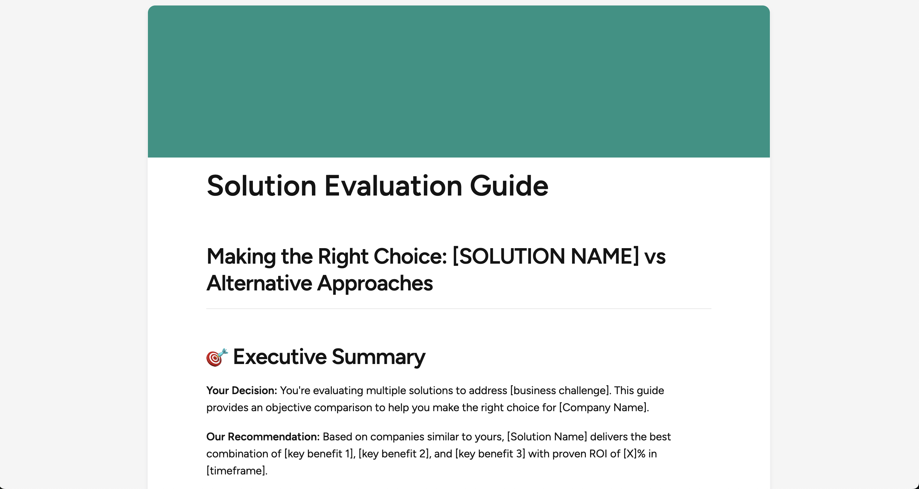 Solution Evaluation Guide