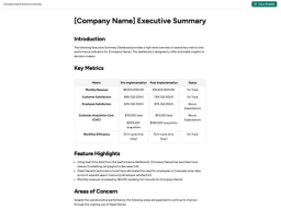Executive Summary Dashboard
