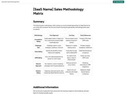 Sales Methodology Matrix