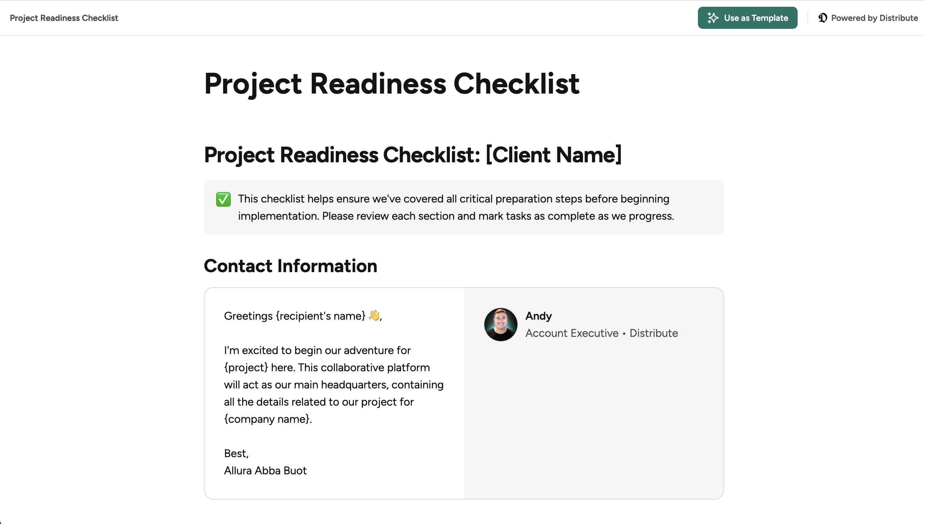 Readiness Project Plan Examples Free Sales Templates | Digital Sales Room, Follow-Up & One-Pager ...